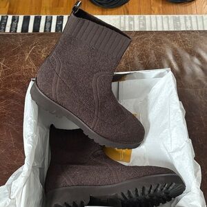 Andre Assous Chocolate Knit Ankle Boots